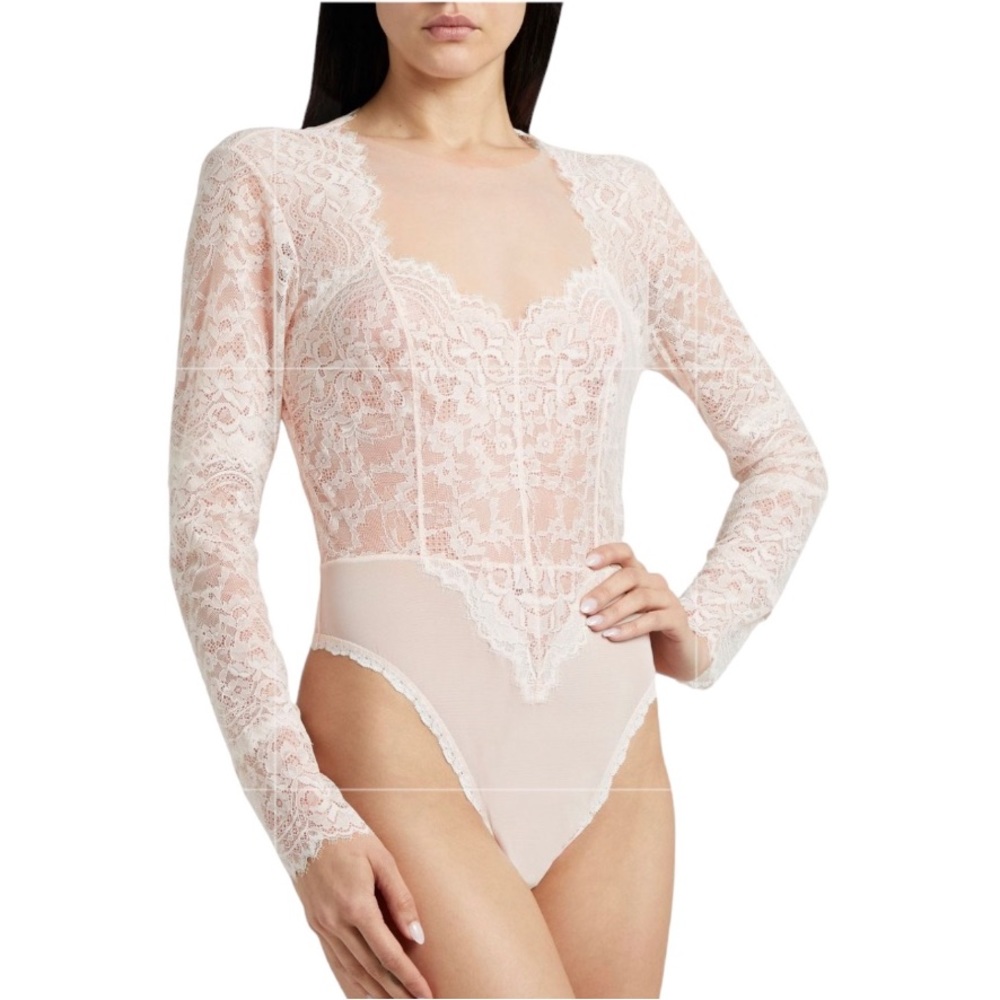 MONIQUE LHUILLIER X HANKY PANKY Chantilly Lace Bodysuit - Women’s Size Medium